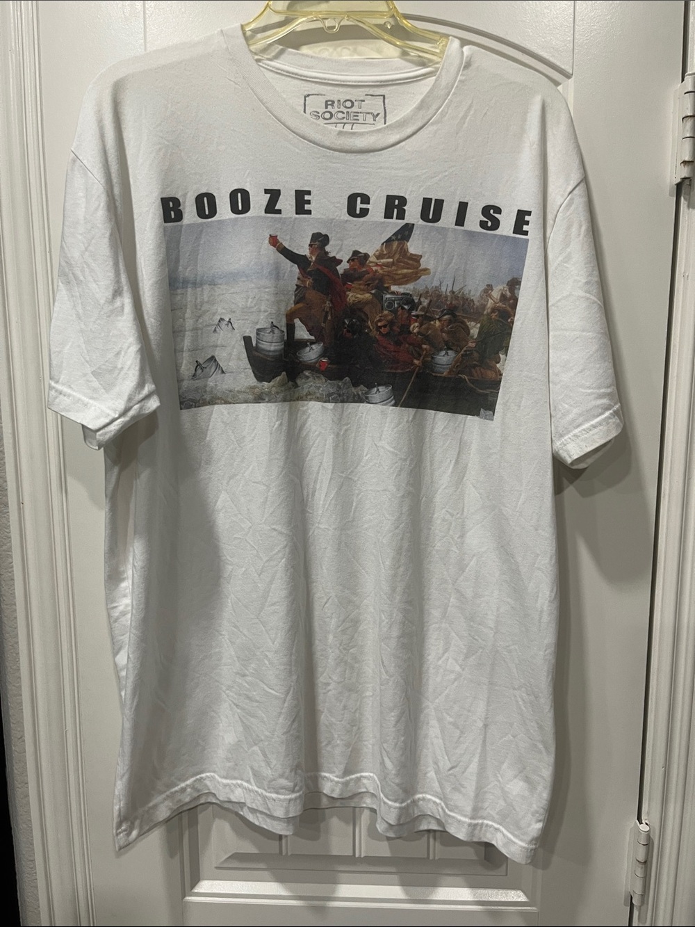 riot society White 'Booze Cruise' Graphic Short Sleeve Tee